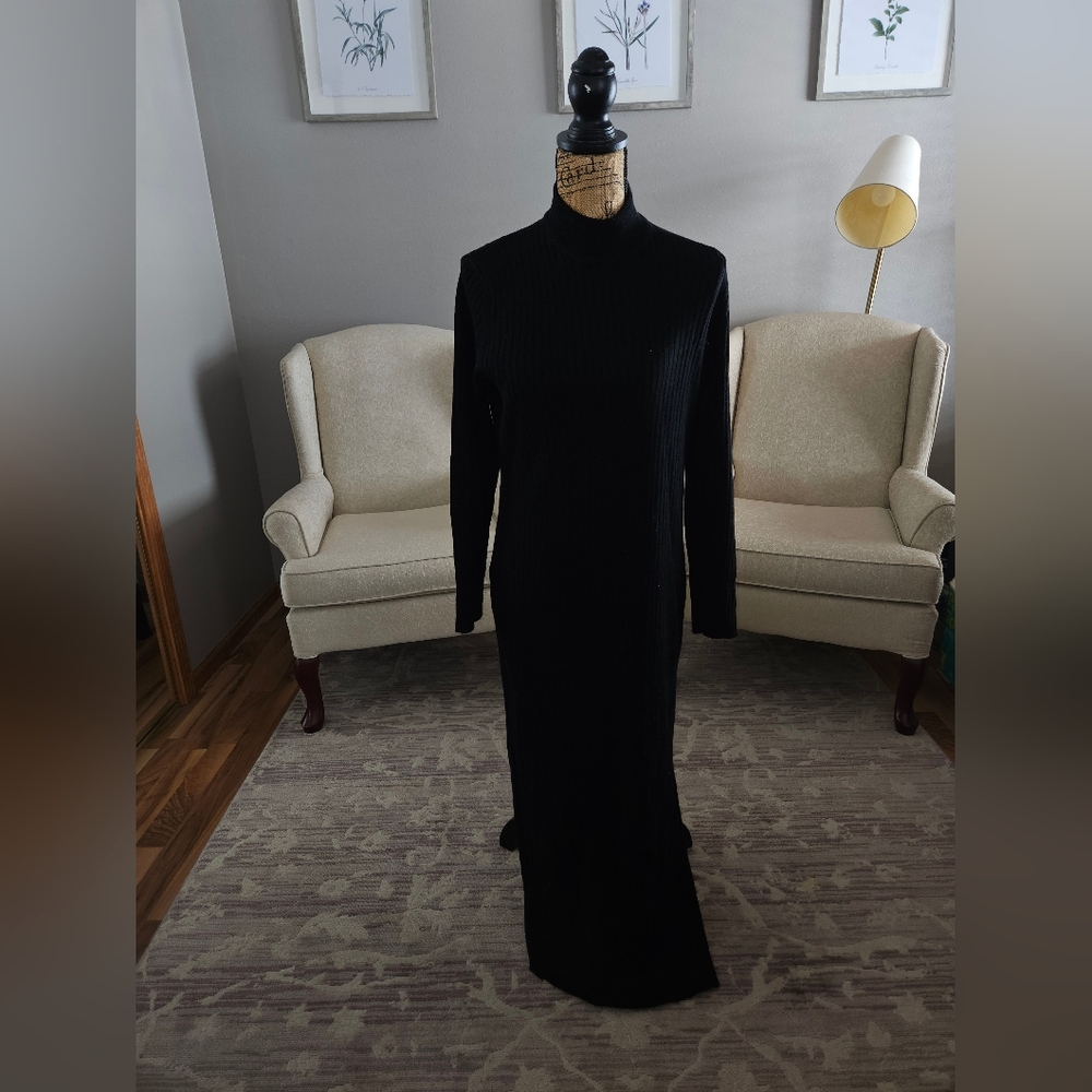 Nina Leonard Classic Black Long Sleeve Dress